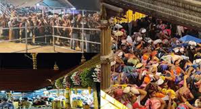 ശബരിമലയിൽ ഭക്തജനത്തിരക്ക് ; വലിയ നടപ്പന്തലിലെ 6 നിരയിലും തീർഥാടകർ തിങ്ങിനിറഞ്ഞു ശബരിമലയിൽ ഭക്തജനത്തിരക്ക് ; വലിയ നടപ്പന്തലിലെ 6 നിരയിലും തീർഥാടകർ തിങ്ങിനിറഞ്ഞു