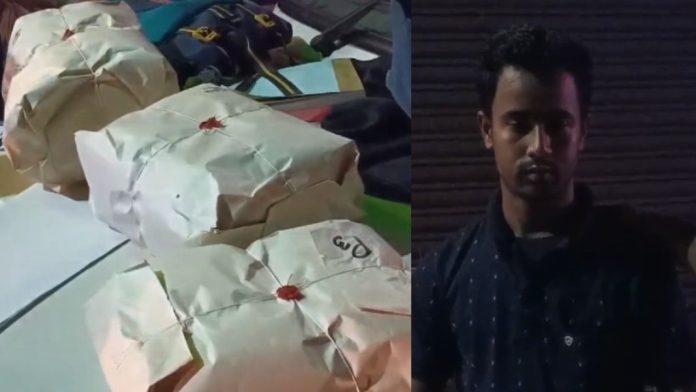 സ്വകാര്യ ബസ്സിൽ കഞ്ചാവ് കടത്ത് ; ബംഗാൾ സ്വദേശി പിടിയിൽ സ്വകാര്യ ബസ്സിൽ കഞ്ചാവ് കടത്ത് ; ബംഗാൾ സ്വദേശി പിടിയിൽ