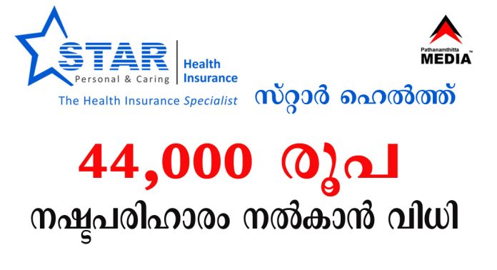 സ്റ്റാർ ഹെൽത്ത് 44,000 രൂപ നഷ്ടപരിഹാരം നൽകാൻ വിധി സ്റ്റാർ ഹെൽത്ത് 44,000 രൂപ നഷ്ടപരിഹാരം നൽകാൻ വിധി