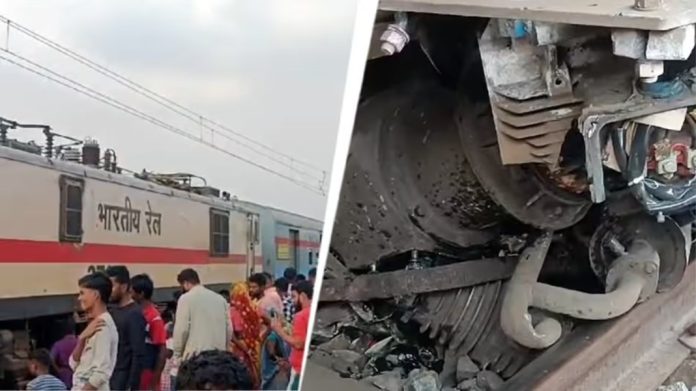 വൈദ്യുതി തൂണിൽ ഇടിച്ച് എക്സ്പ്രസ് ട്രെയിൻ പാളം തെറ്റി വൈദ്യുതി തൂണിൽ ഇടിച്ച് എക്സ്പ്രസ് ട്രെയിൻ പാളം തെറ്റി