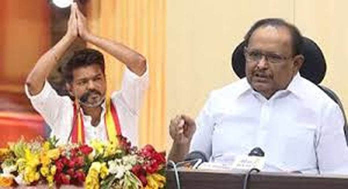 നടൻ വിജയ്ക്കും തമിഴ് വെട്രി കഴകത്തിനുമെതിരെ ഡിഎംകെ മന്ത്രി നടൻ വിജയ്ക്കും തമിഴ് വെട്രി കഴകത്തിനുമെതിരെ ഡിഎംകെ മന്ത്രി