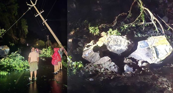 കോട്ടയം കുമളി റോഡിൽ മുറിഞ്ഞപുഴയ്ക്ക് സമീപം കൂറ്റൻ പാറക്കല്ല് റോഡിലേക്ക് ഇടിഞ്ഞു വീണ് ഗതാഗതം തടസപ്പെട്ടു കോട്ടയം കുമളി റോഡിൽ മുറിഞ്ഞപുഴയ്ക്ക് സമീപം കൂറ്റൻ പാറക്കല്ല് റോഡിലേക്ക് ഇടിഞ്ഞു വീണ് ഗതാഗതം തടസപ്പെട്ടു