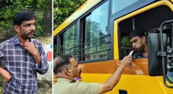 തിരുവല്ലയിൽ മദ്യപിച്ച് സ്കൂൾ ബസ് ഓടിച്ച ഡ്രൈവറെ പോലീസ് പിടികൂടി തിരുവല്ലയിൽ മദ്യപിച്ച് സ്കൂൾ ബസ് ഓടിച്ച ഡ്രൈവറെ പോലീസ് പിടികൂടി