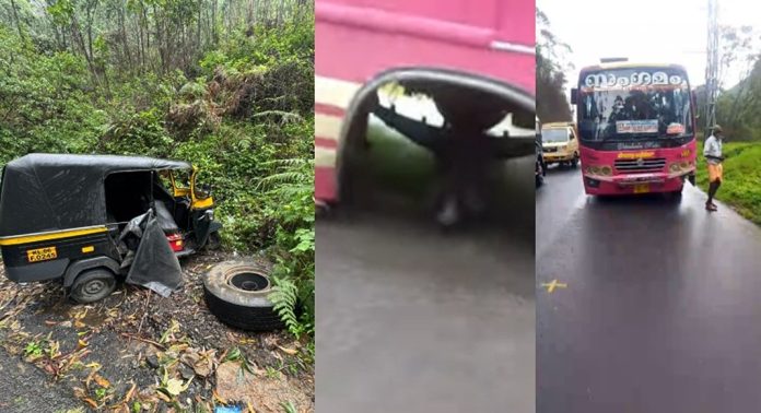 മൂന്നാറിൽ ഓടിക്കൊണ്ടിരുന്ന ബസ്സിന്റെ ടയർ ഊരി തെറിച്ച് അപകടം മൂന്നാറിൽ ഓടിക്കൊണ്ടിരുന്ന ബസ്സിന്റെ ടയർ ഊരി തെറിച്ച് അപകടം