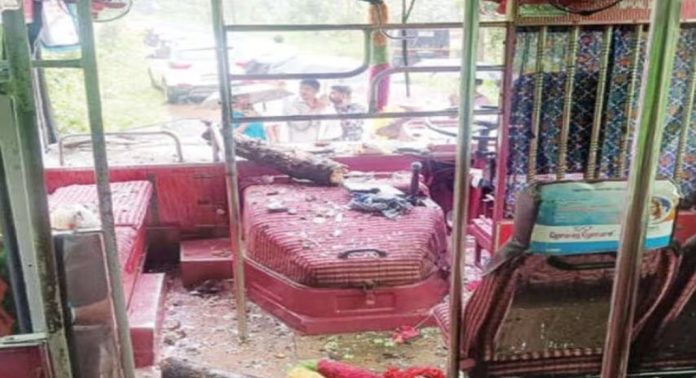 കാസര്കോട്ട് ഓടുന്ന ബസിന് മേല് മരംവീണ് നാലുപേര്ക്ക് പരിക്ക് കാസര്കോട്ട് ഓടുന്ന ബസിന് മേല് മരംവീണ് നാലുപേര്ക്ക് പരിക്ക്