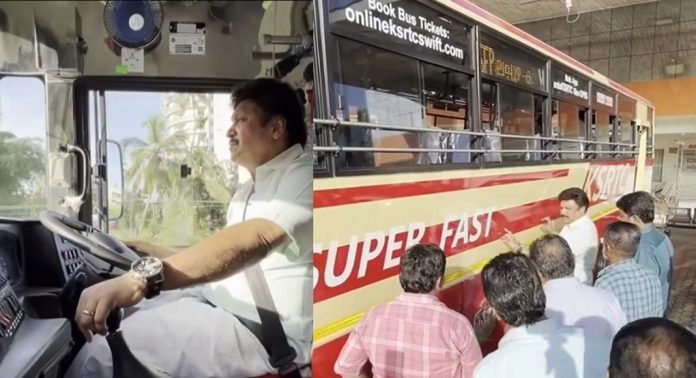 കെ എസ് ആർ ടി സിയുടെ പുതിയ സൂപ്പർ ഫാസ്റ്റ് ഓടിച്ച് ട്രയൽ നോക്കി മന്ത്രി കെ ബി ഗണേഷ് കുമാർ കെ എസ് ആർ ടി സിയുടെ പുതിയ സൂപ്പർ ഫാസ്റ്റ് ഓടിച്ച് ട്രയൽ നോക്കി മന്ത്രി കെ ബി ഗണേഷ് കുമാർ