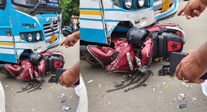 അത്തിക്കയത്ത് ബസും സ്കൂട്ടറും കൂട്ടിയിടിച്ച് ഒരാൾക്ക് പരിക്ക് അത്തിക്കയത്ത് ബസും സ്കൂട്ടറും കൂട്ടിയിടിച്ച് ഒരാൾക്ക് പരിക്ക്