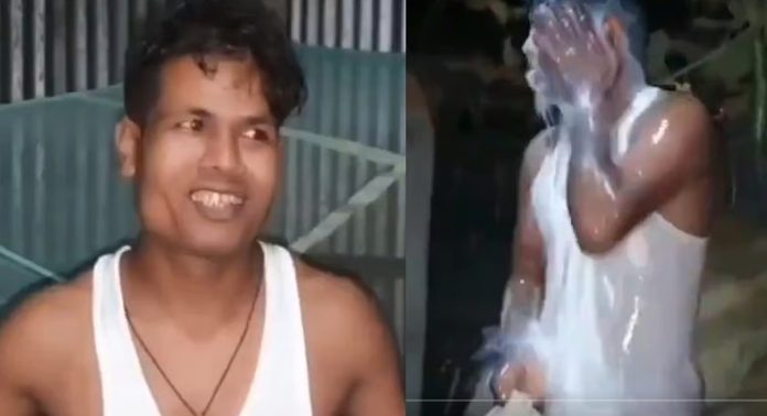 വിവാഹമോചനം നേടിയതിന്റെ സന്തോഷത്തില് പാലില് കുളിച്ച് യുവാവ് വിവാഹമോചനം നേടിയതിന്റെ സന്തോഷത്തില് പാലില് കുളിച്ച് യുവാവ്