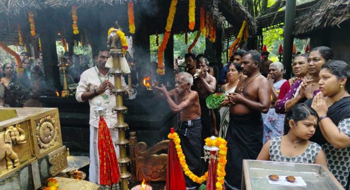 തുലാം മാസം ആരംഭം : കല്ലേലിക്കാവില് മലക്കൊടി, മല വില്ല് പൂജ നടത്തി തുലാം മാസം ആരംഭം : കല്ലേലിക്കാവില് മലക്കൊടി, മല വില്ല് പൂജ നടത്തി