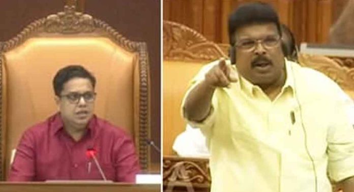 നിയമസഭയിൽ സ്പീക്കറും ചിത്തരഞ്ജനും തമ്മിൽ രൂക്ഷമായ വാഗ്വാദം നിയമസഭയിൽ സ്പീക്കറും ചിത്തരഞ്ജനും തമ്മിൽ രൂക്ഷമായ വാഗ്വാദം