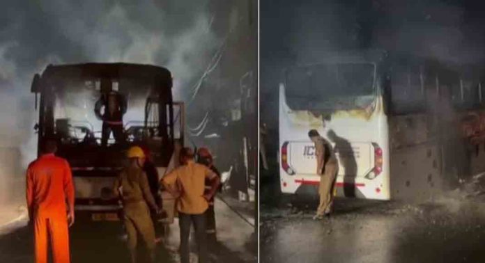 മധുരയിൽ നിന്ന് തിരിച്ചുവരുന്നതിനിടെ ടൂറിസ്റ്റ് ബസിന് തീപിടിച്ചു മധുരയിൽ നിന്ന് തിരിച്ചുവരുന്നതിനിടെ ടൂറിസ്റ്റ് ബസിന് തീപിടിച്ചു