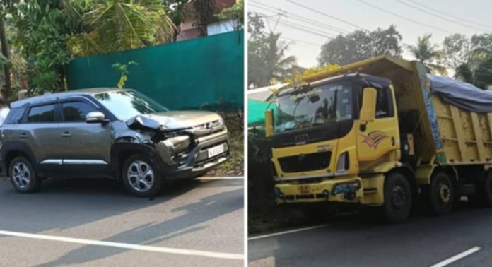 കോന്നി ഇടയത്ത് സ്കൂളിന് സമീപം ടിപ്പറും കാറും കൂട്ടിയിടിച്ചു കോന്നി ഇടയത്ത് സ്കൂളിന് സമീപം ടിപ്പറും കാറും കൂട്ടിയിടിച്ചു