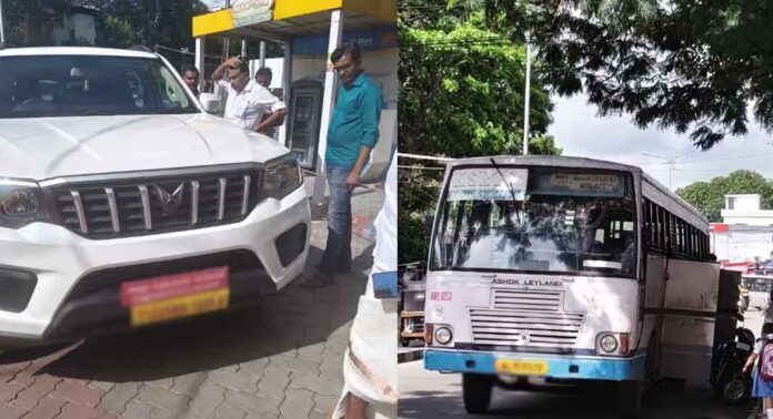 ജനറൽ ആശുപത്രിക്ക് മുന്നിൽ പഞ്ചായത്ത് വാഹനവും കെഎസ്ആർടിസി ബസും കൂട്ടിമുട്ടി അപകടം ജനറൽ ആശുപത്രിക്ക് മുന്നിൽ പഞ്ചായത്ത് വാഹനവും കെഎസ്ആർടിസി ബസും കൂട്ടിമുട്ടി അപകടം