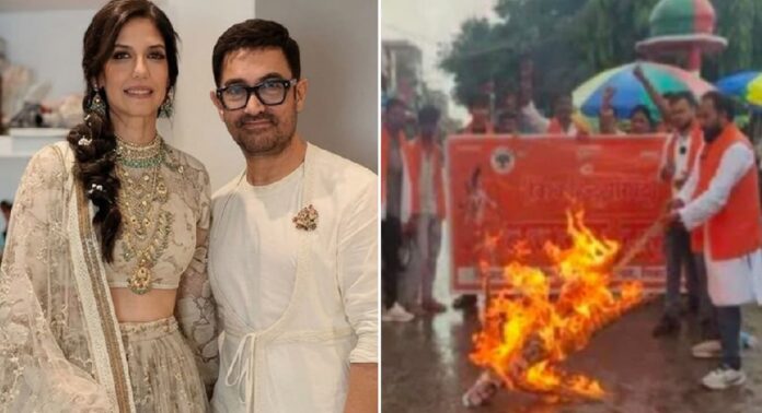 ആമിർ ഖാനെതിരെ ബജ്രംഗ് ദൾ ; കോലം കത്തിച്ച് പ്രതിഷേധവും പാഠം പഠിപ്പിക്കുമെന്ന് ഭീഷണിയും ആമിർ ഖാനെതിരെ ബജ്രംഗ് ദൾ ; കോലം കത്തിച്ച് പ്രതിഷേധവും പാഠം പഠിപ്പിക്കുമെന്ന് ഭീഷണിയും