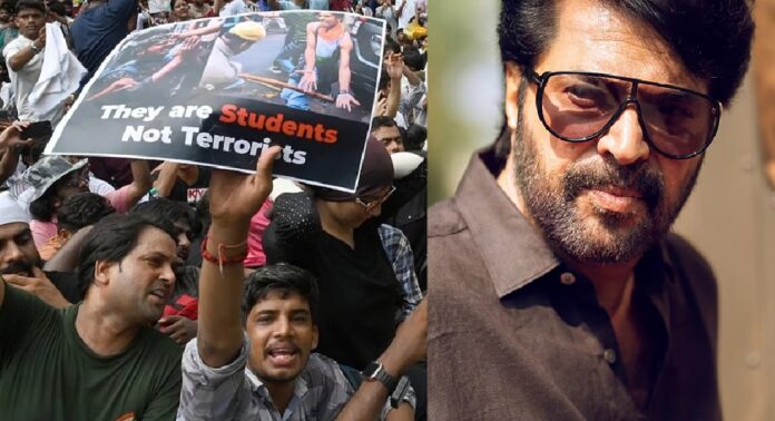 വിദ്യാർഥി സമരത്തെ പിന്തുണച്ച് മമ്മൂട്ടി വിദ്യാർഥി സമരത്തെ പിന്തുണച്ച് മമ്മൂട്ടി