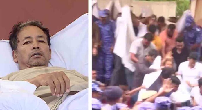 സിജെപി സമരവേദിയിൽ സംഘർഷം ; സോനം വാങ്ചുക്കിനെ അറസ്റ്റ് ചെയ്ത് ആശുപത്രിയിലേക്ക് മാറ്റി സിജെപി സമരവേദിയിൽ സംഘർഷം ; സോനം വാങ്ചുക്കിനെ അറസ്റ്റ് ചെയ്ത് ആശുപത്രിയിലേക്ക് മാറ്റി
