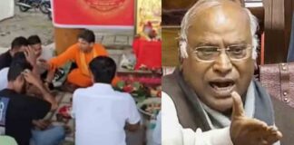 മല്ലികാർജുൻ ഖാർഗെയുടെ പൊതുസമ്മേളന വേദിയിൽ ശുദ്ധീകരണ ക്രിയ ; ബിജെപി പ്രവർത്തകർക്കെതിരെ കേസ്